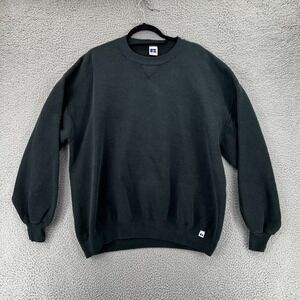 Vintage 90s Russell Athletic Blank Black Crewneck Fleece‎ Sweater Adult 2XL USA